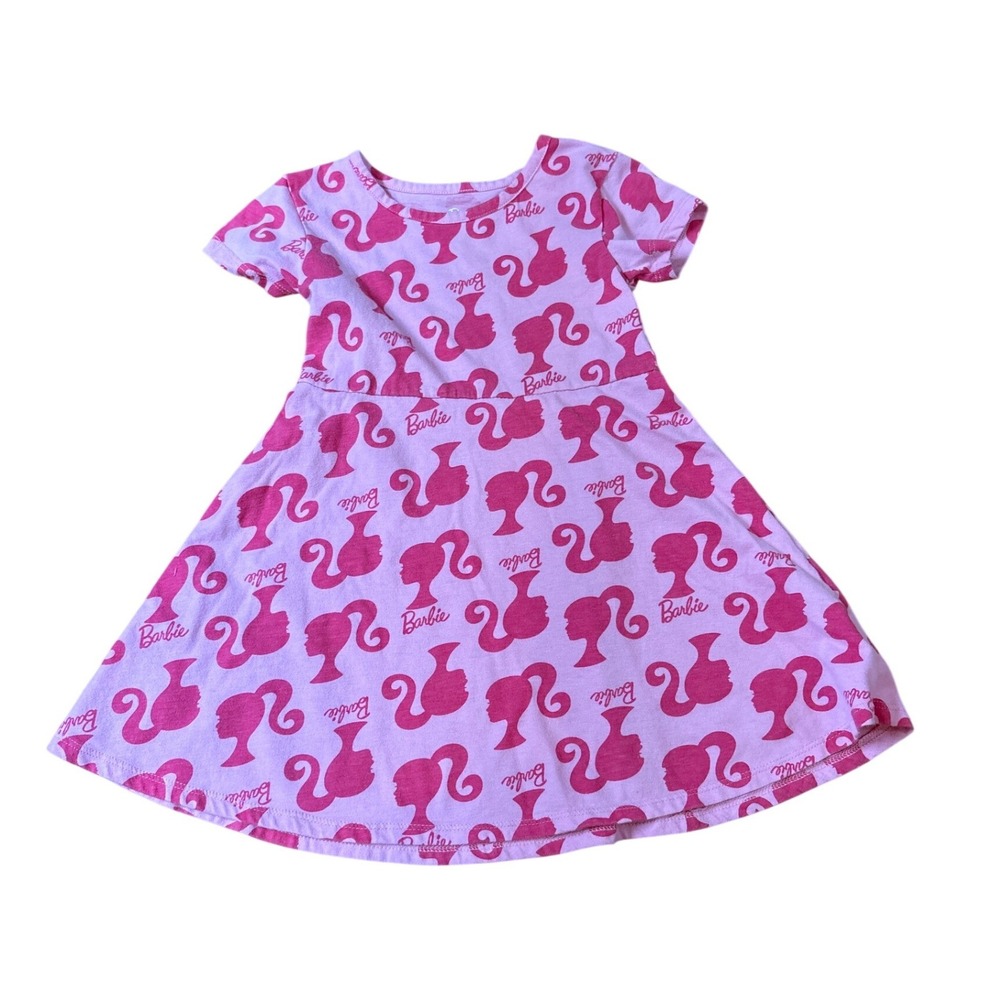 Barbie Skater Dress Kids Pink Silhouette Logo Print Short Sleeve SIZE 4T